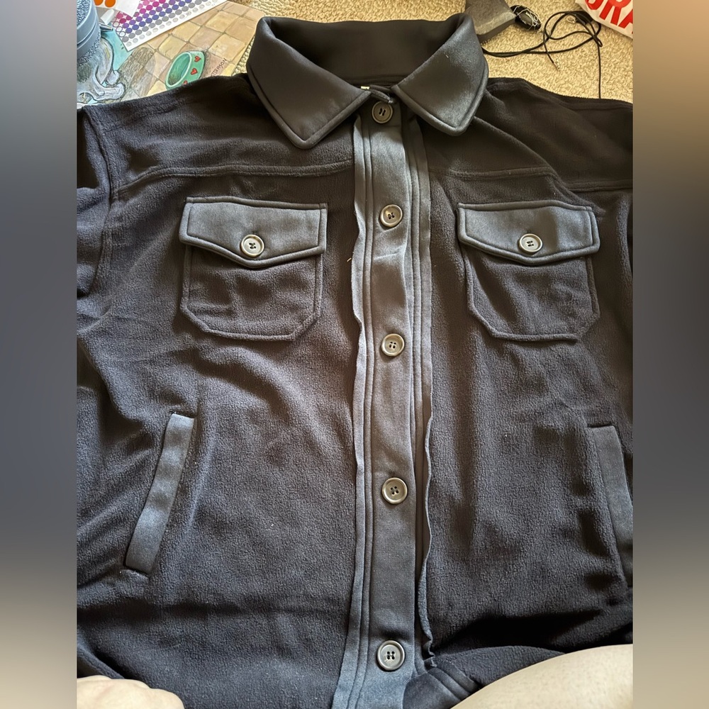 Womens Zenana Black Button-Up Jacket- oversized small. Brand new, without tag